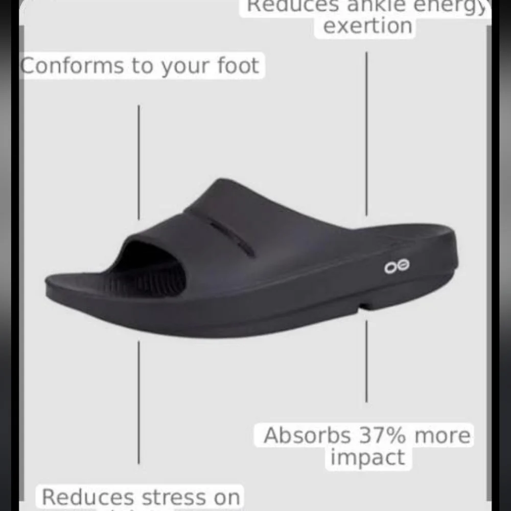OOFOS OOahhh Recovery Black Foam Slide Sandal Slip On Original Men 10 Women 12 - Picture 13 of 13